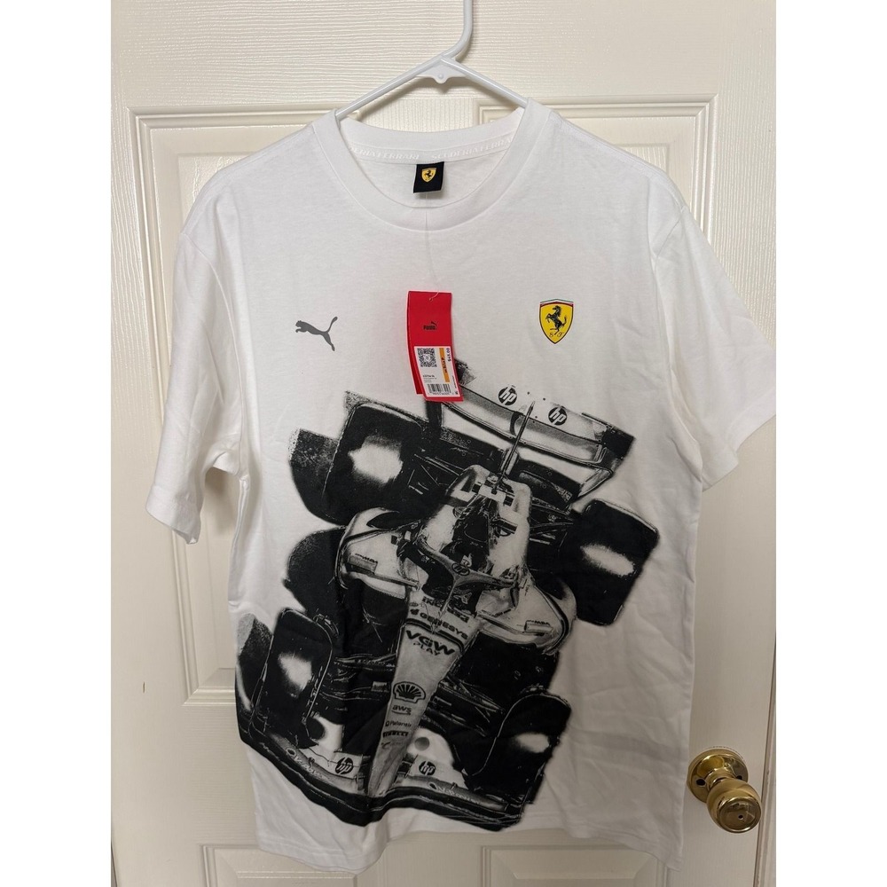 PUMA Mens PUMA Ferrari Car T-Shirt White Size Small (0089)